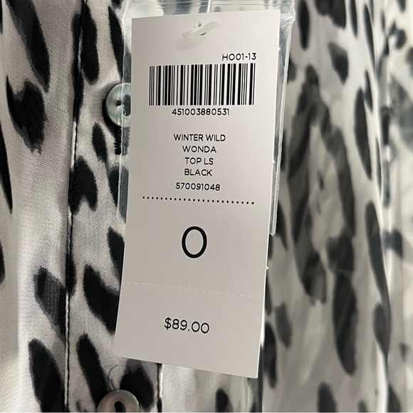 Chico’s Winter Wild Wanda L/S Sheer Blouse Black Leopard Print S - Picture 7 of 10
